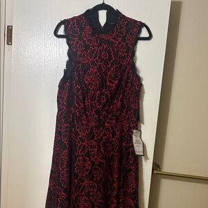 Elegant Black and Red Lace Dress women’s 16W